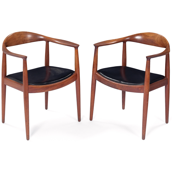 Appraisal: Hans Wegner The Chair pair by Johannes Hansen s teak