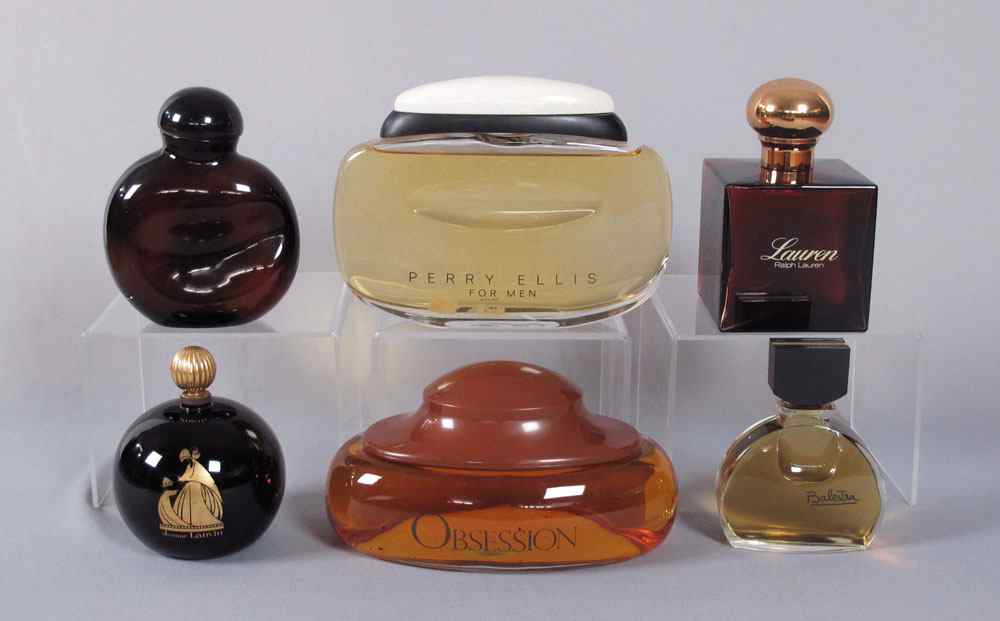 Appraisal: PERFUME FACTICE BOTTLES Lauren Halston Perry Ellis Obsession Jeanne Lanvin