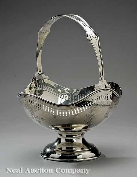 Appraisal: A Large American Sterling Silver Cake Basket Victor Siedman Mfg