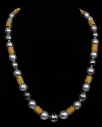 Appraisal: BAROQUE PEARL AND GOLD BEAD NECKLACE in Provenance Property from