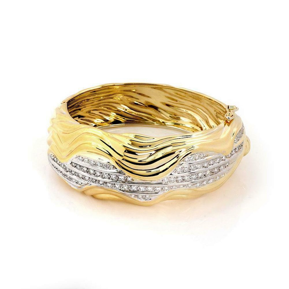 Appraisal: Sal Praschnik ct k Wide Wave Dome Bracelet Sal Praschnik