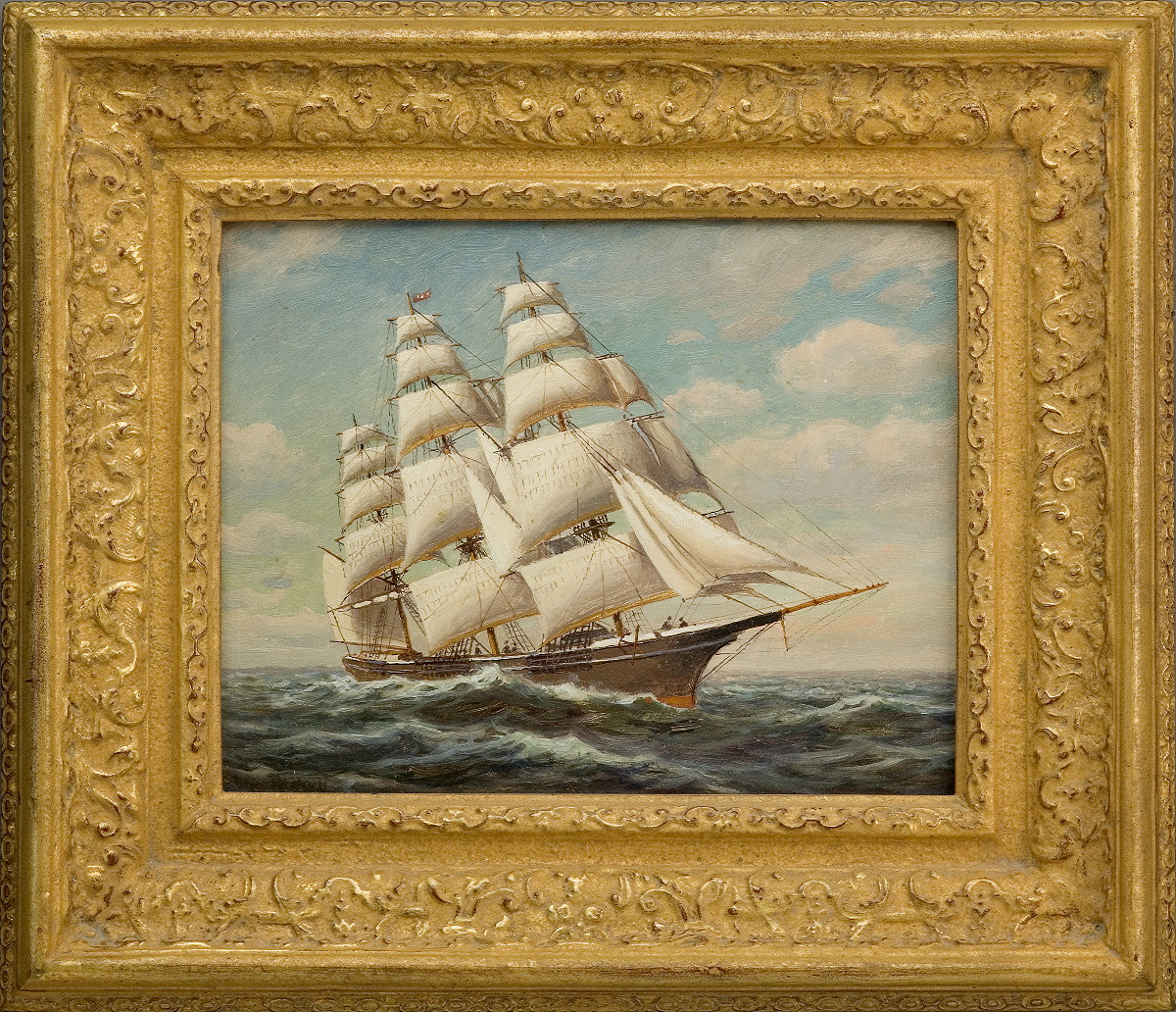 Appraisal: WILLIAM F PASKELL AMERICAN - TWO PORTRAITS OF FULL-MASTED CLIPPER