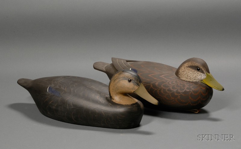 Appraisal: Two Black Duck Decoys America late th century hollow carved