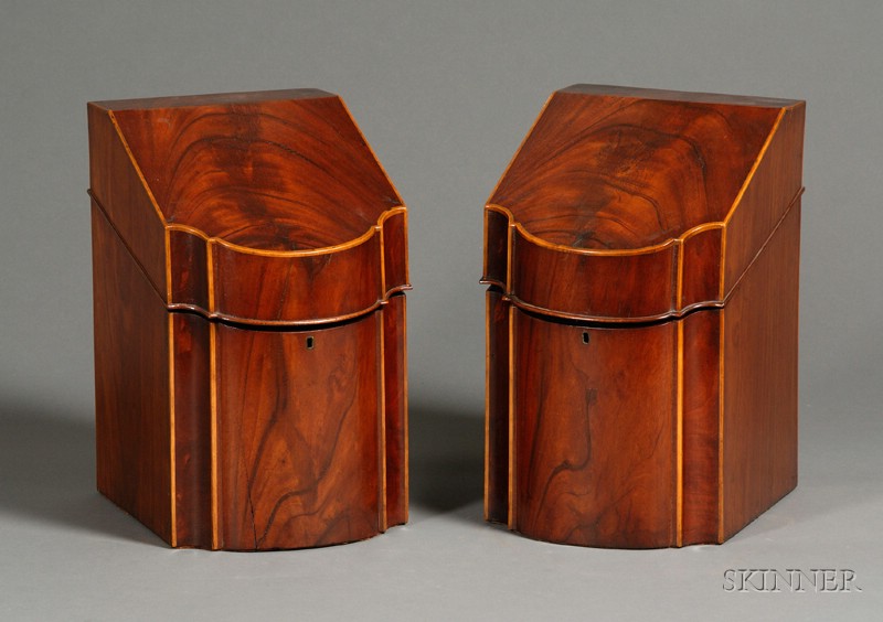 Appraisal: Pair of Georgian Mahogany Knife Boxes England early th century