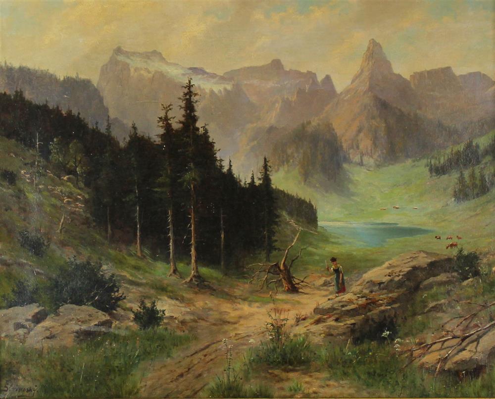 Appraisal: WILHELM AUGUST STRYOWSKI GERMAN - MOUNTAIN LANDSCAPE Oil on canvas