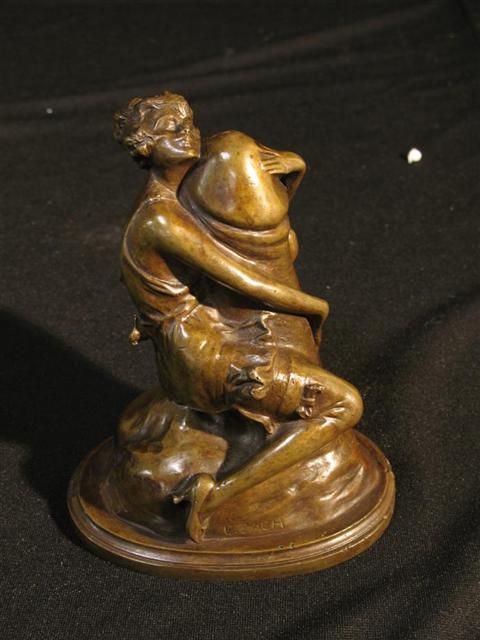 Appraisal: EROTIC BRONZE FIGURE OF THE HUGGER signed B ZACH Bruno