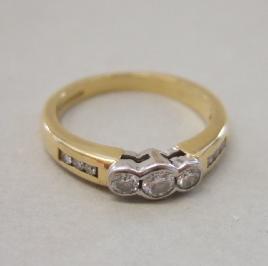 Appraisal: An ct gold and diamond set three stone ring mounted