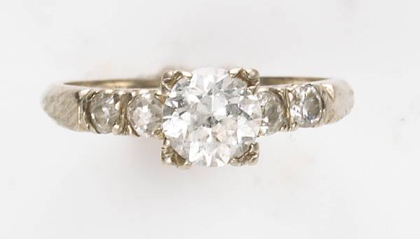 Appraisal: A diamond and k white gold engagement ring estimated total