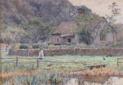 Appraisal: Leonard Leslie Brooke - A Derbyshire Cottage Signed with initials