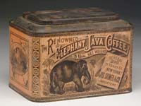 Appraisal: ELEPHANT JAVA COFFEE TIN Fabulous graphics of an African elephant