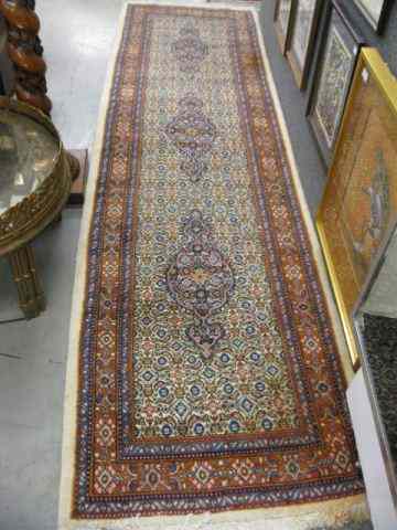 Appraisal: Mahal Persian Handmade Runner overallfloral with ivory field salmon border