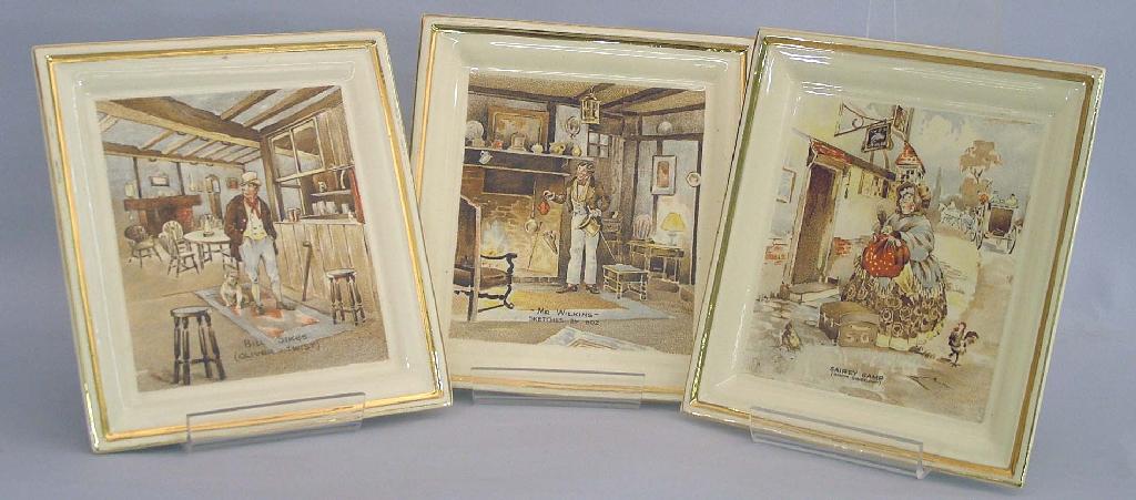 Appraisal: Set of three Newhall Hanley wall plaques each printed with