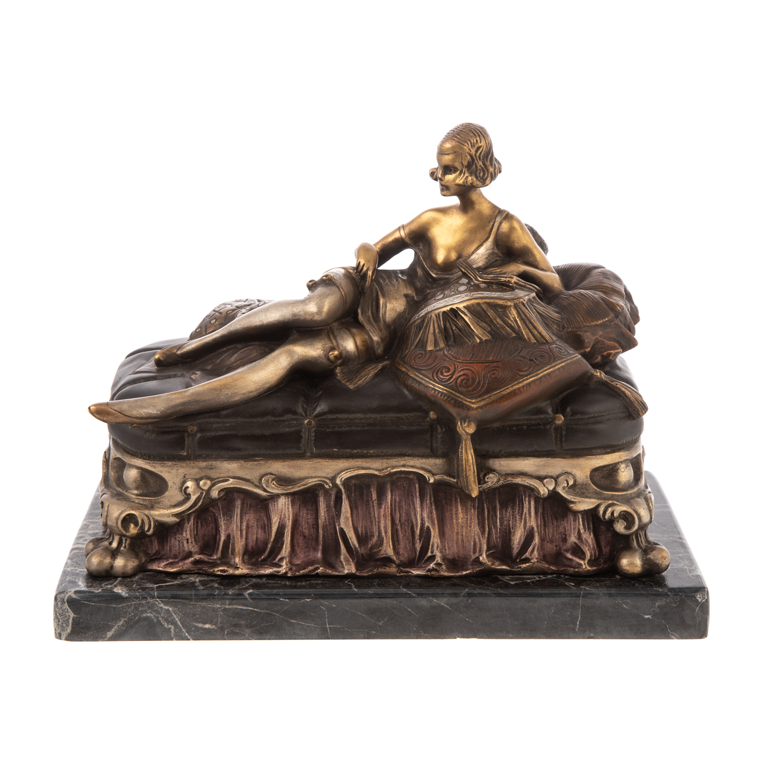 Appraisal: BRUNO ZACH EROTIC BRONZE BOX Austrian - Poly chrome bronze