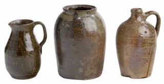 Appraisal: Three Pieces of Southern Stoneware salt glaze jug with three