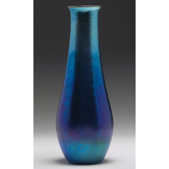 Appraisal: Nice L C Tiffany vase blue favrile glass with purple