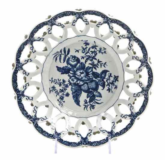 Appraisal: A Worcester Porcelain Basket of circular form with reticulated rim