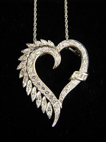 Appraisal: Platinum Diamond Heart Pendant with K white gold '' chain