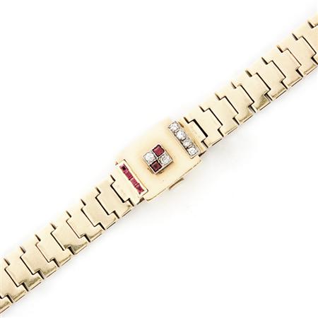 Appraisal: Gold Ruby and Diamond Bracelet-Watch Estimate -