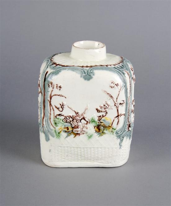 Appraisal: An English Creamware Tea Caddy Height inches