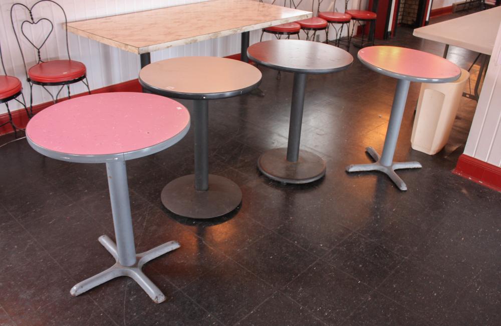 Appraisal: SIX ROUND CAFE TABLES D