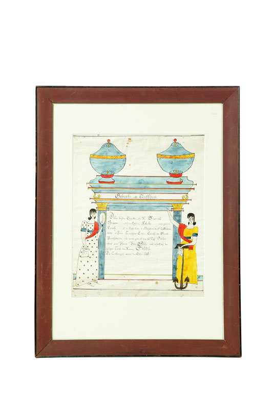 Appraisal: FRAKTUR BY REV HENRY YOUNG PENNSYLVANIA ACT - Watercolor and