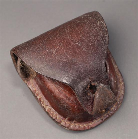 Appraisal: Confederate leather cap box Unreadable mark on interior flap Back