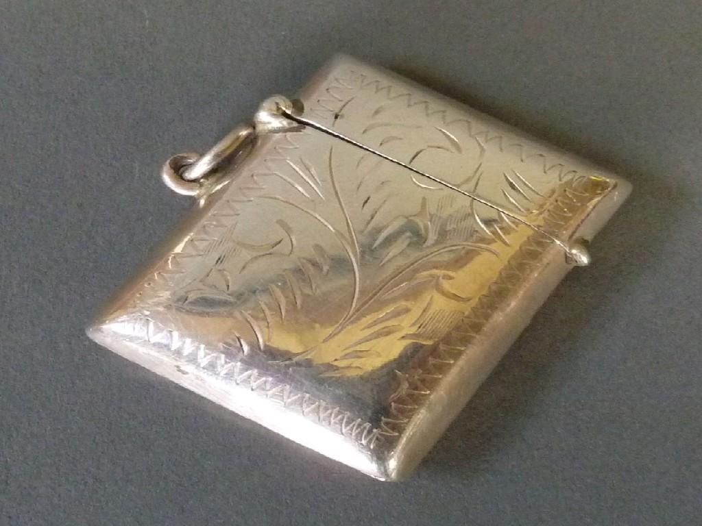 Appraisal: EARLY TWENTIETH CENTURY 'STERLING' SILVER VESTA CASE engraved with foliate