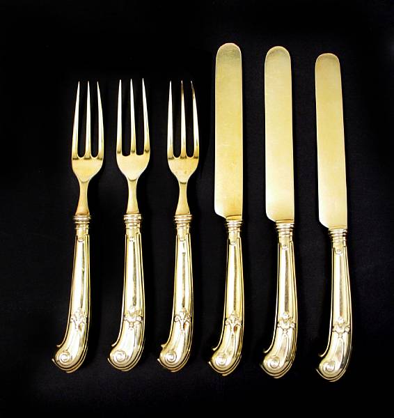 Appraisal: A vermeil part dessert flatware service after the antiqueHoward amp