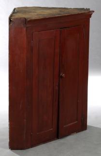 Appraisal: Early American Vernacular Polychromed Birch Corner Cabinet early th c