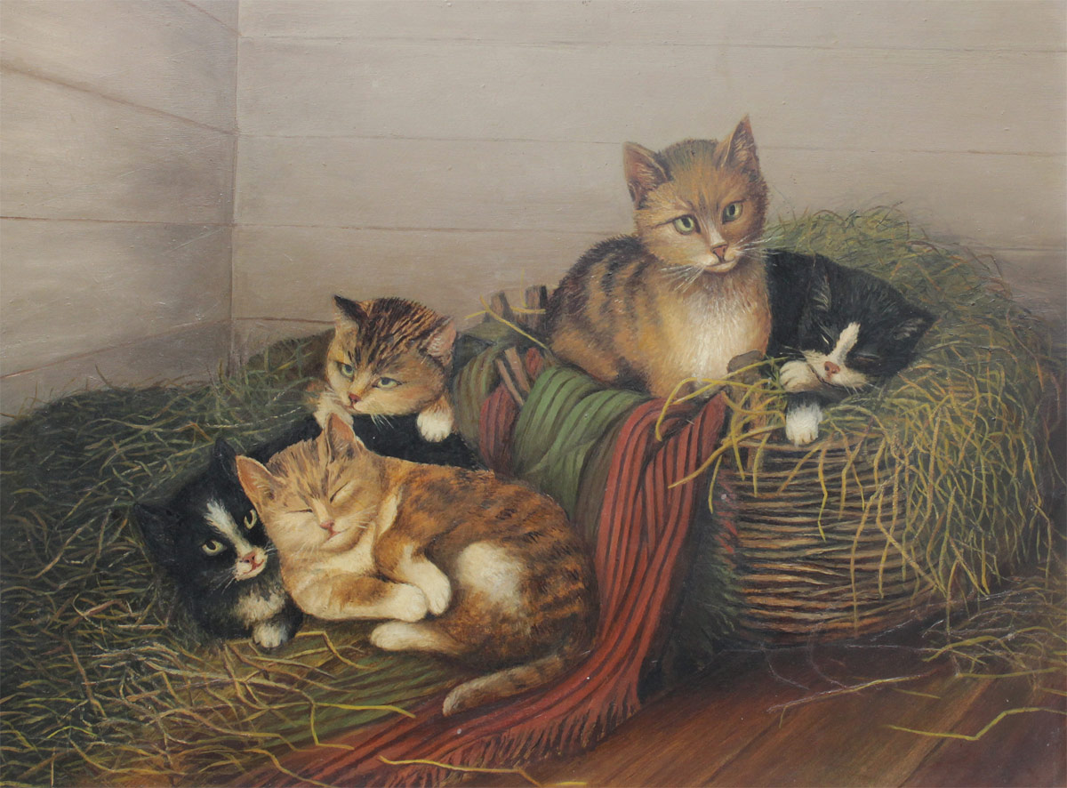 Appraisal: NAIVE PAINTING OF KITTENS st Quarter th Century Oil Board