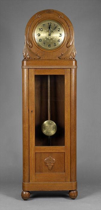 Appraisal: Art Deco Carved Oak Tall-Case Clock x x in