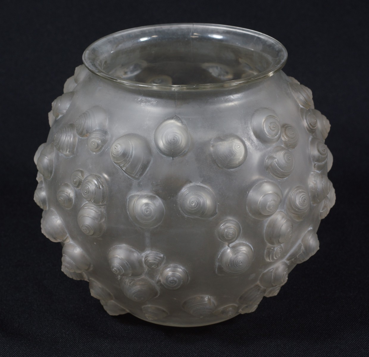 Appraisal: Lalique clear frosted snail shell Palissy vase signed R Lalique