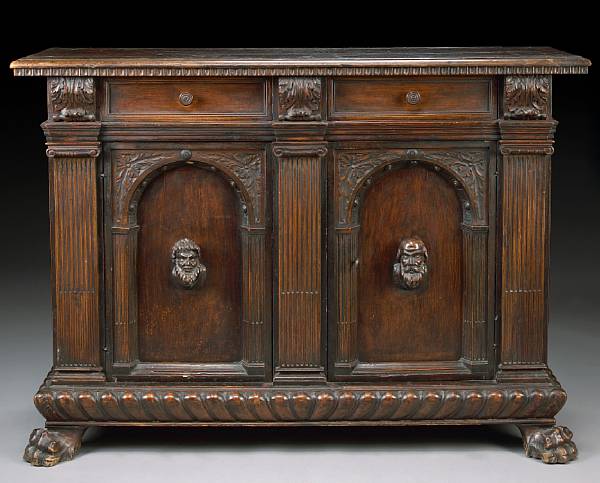 Appraisal: An Italian Baroque style carved walnut credenza late th century