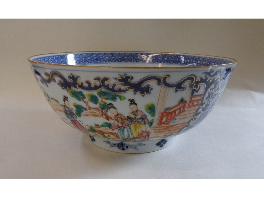 Appraisal: Chinese export bowl painted with figures in a garden scene