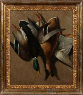 Appraisal: JOSEPH M KAVANAGH OIL ON CANVAS DUCK TROPHIES JOSEPH M