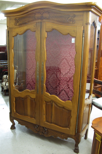 Appraisal: COUNTRY FRENCH WALNUT DISPLAY CABINET Normandy region th century having