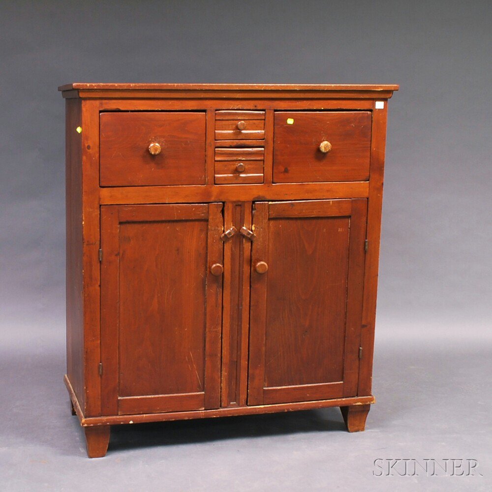 Appraisal: Country Pine Cupboard America th century the case with four