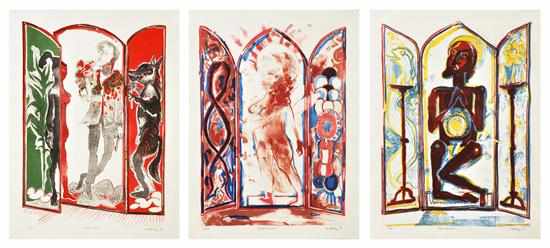 Appraisal: ANDREW SIBLEY BORN Set of three lithographs i Totemicon ii