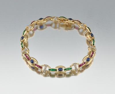 Appraisal: A Delicate Gold Bracelet with Gemstones k yellow gold bracelet