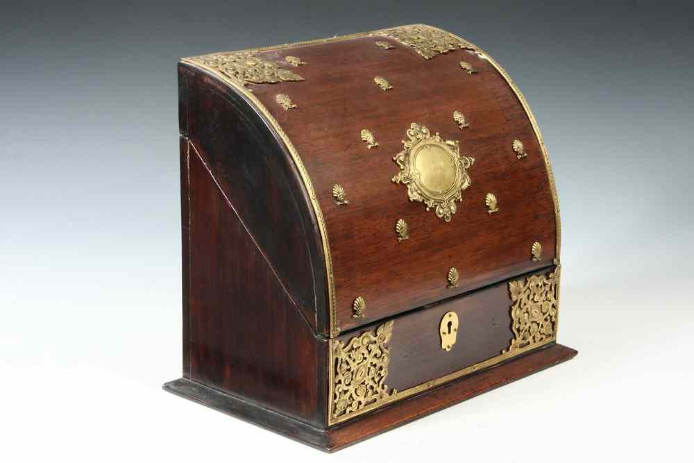 Appraisal: ENGLISH STATIONERY BOX - th c English Curved Front Walnut