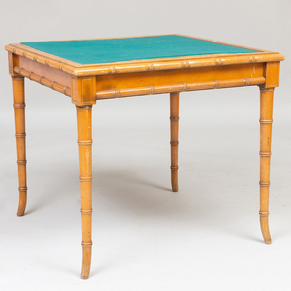 Appraisal: Faux Bamboo and Baise Games Table x x in Condition