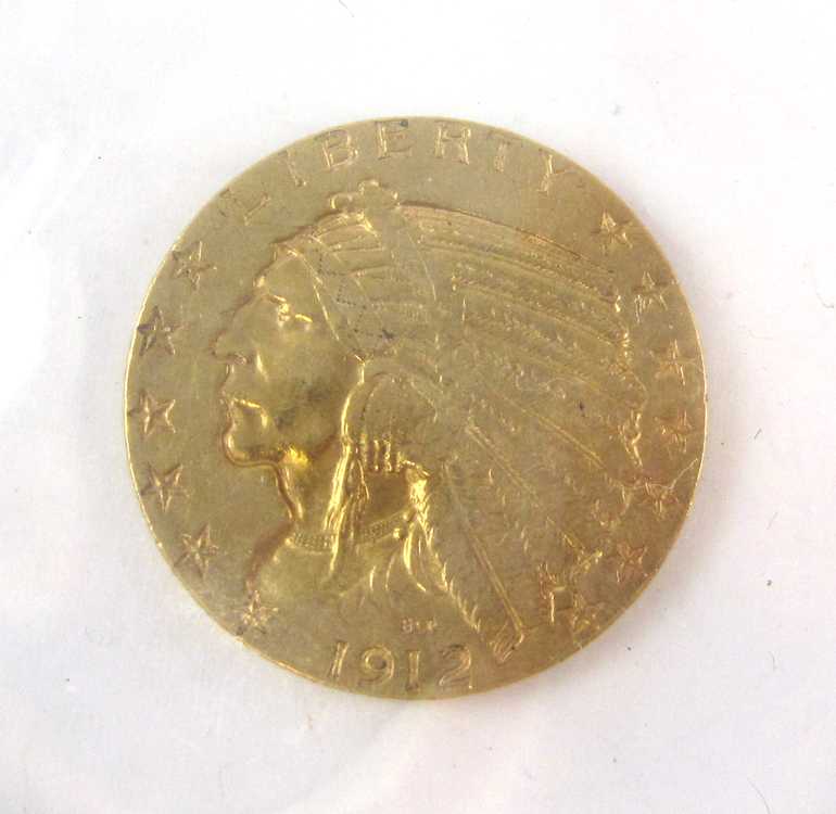 Appraisal: FIVE U S GOLD COINS all Indian head type -S