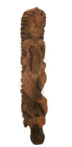 Appraisal: An Indian wood carving of a Beauty height in width