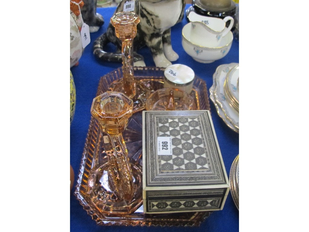 Appraisal: Indian vizigitpam box Art Deco dressing table set and a