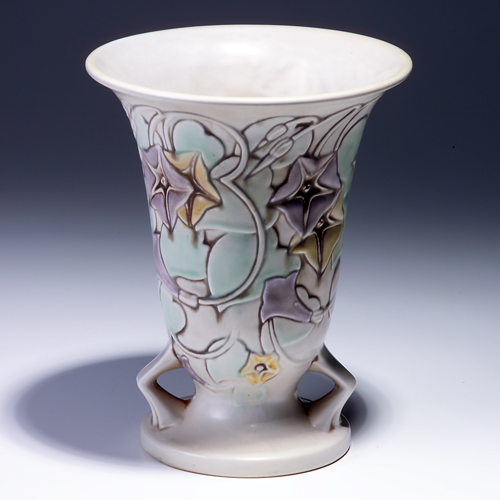 Appraisal: ROSEVILLE White Morning Glory flaring vase - Touch-up to grinding