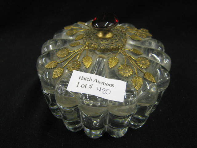 Appraisal: Heisey Glass Dresser Box jeweled ormoulu trim