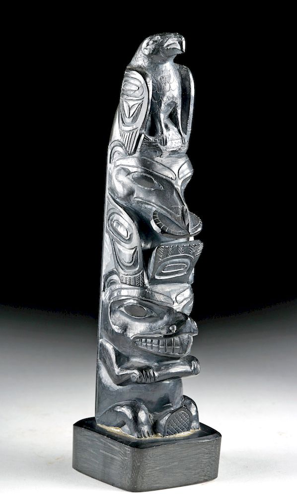 Appraisal: Haida Argillite Totem by Master Carver Arthur Moody Arthur Moody