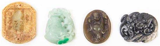 Appraisal: Sale Lot A Group of Four Carved Hardstone Pendants and