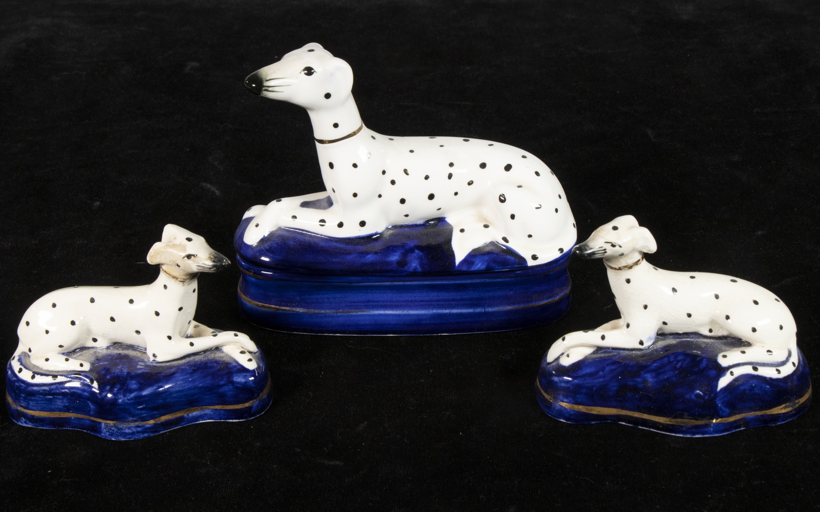 Appraisal: PCS DOG FIGURINES LIDDED BOX Piece Ceramic Lot incl Matched