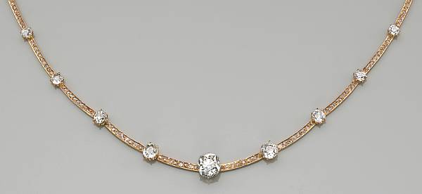 Appraisal: A diamond and gold necklace designed as a series of